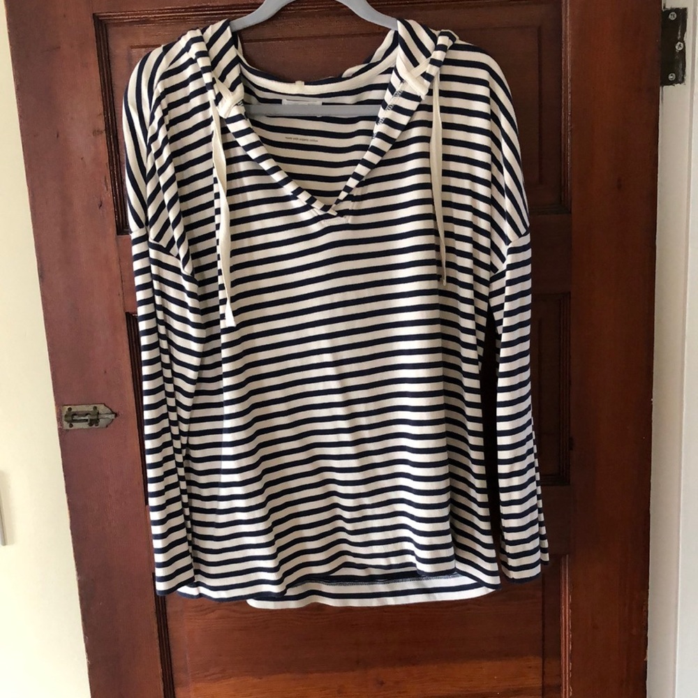Lou $ Grey navy and cream striped hoodie